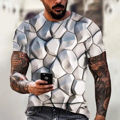 Fashion T-Shirts For Men 3d Irregular Pattern Men's Clothing Street Designer Short Sleeved Oversized Top Tees Casual Sportswear