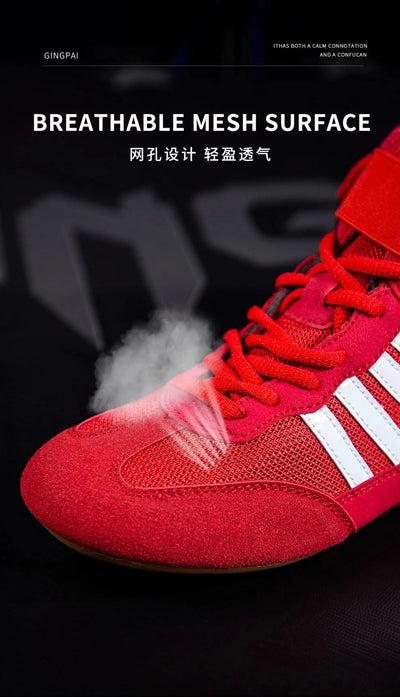 Boxing wrestling shoes children's adult training men women combat fighting Sanda high top shoes boots strength weightlifting gym