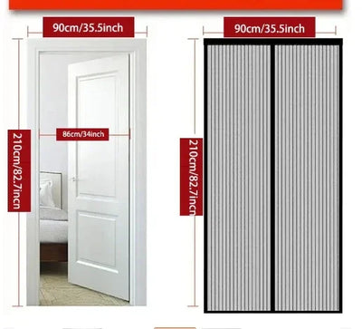 Magnetic Screen Door Mesh Curtain Mosquito Net Bug Hands Free Partition Mute Striped Door Curtain Bedroom Ventilation