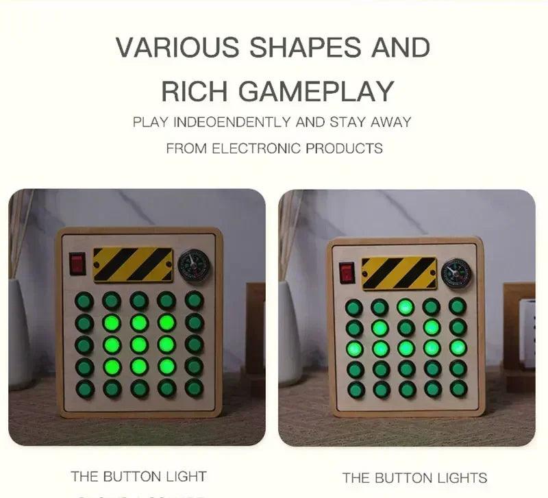 Montessori busy board sensory toys wooden with led light switch control travel activities children games for 2-4 years
