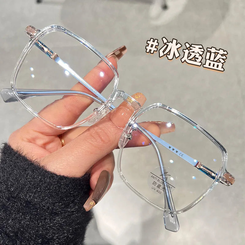 Blue Light Blocking Glasses Fashion High-end Men Optical Clear Glasses Black Oversized Square Frame Eyeglasses Women Eyewear