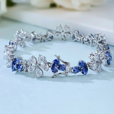 Fashion fine Jewelry Making S925 Silver Bracelet Luxury Set with Diamond Flower Bracelet Bracelet Jewelry