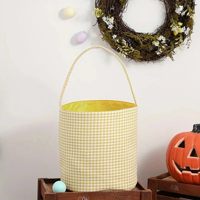Plaid Halloween Baskets Trick Or Treat Bags For Kids Candy Gift Bucket Tote Bag Party Decoration Supplies