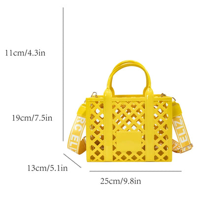 Designer Tote Bag For Women Brand Hollow Out Shoulder Bag 2025 New Travel Beach Handbag Purple Bag Fashion Shopper Purse