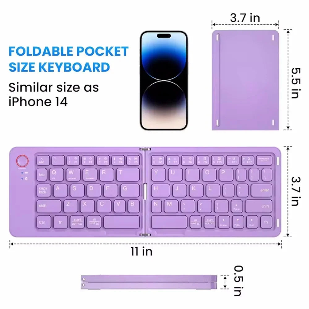 Mini Portable Foldable Wireless Keyboard Ultra Slim Touchpad Bluetooth Keyboard Rechargeable Folding Keyboard for Tablet Laptop