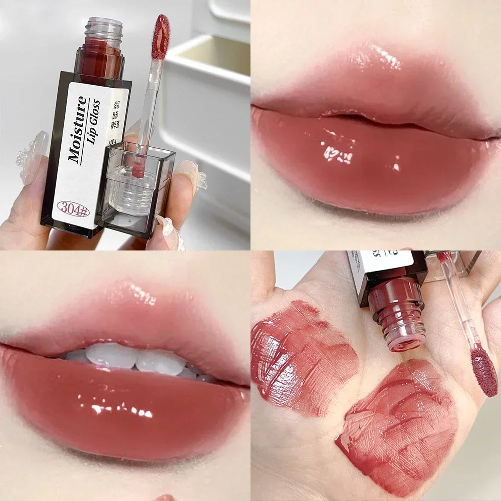 Nude Grey Mirror Jelly Lip Gloss Water Light Gloss Moisturizing Non-stick Cup Stain Lip Glaze Waterproof Lasting Makeup Cosmetic