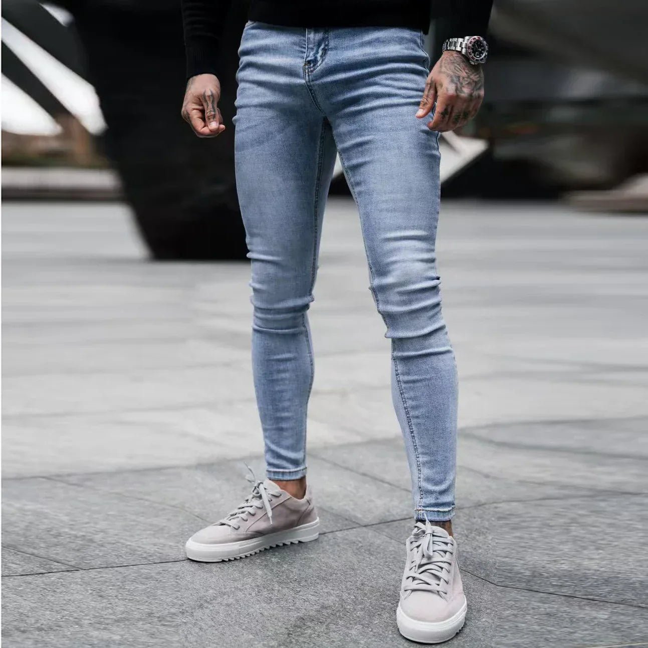 Mens Skinny brushed jeans design Classic Denim Trousers Casual Daily For Office Parties Male denim Pants men