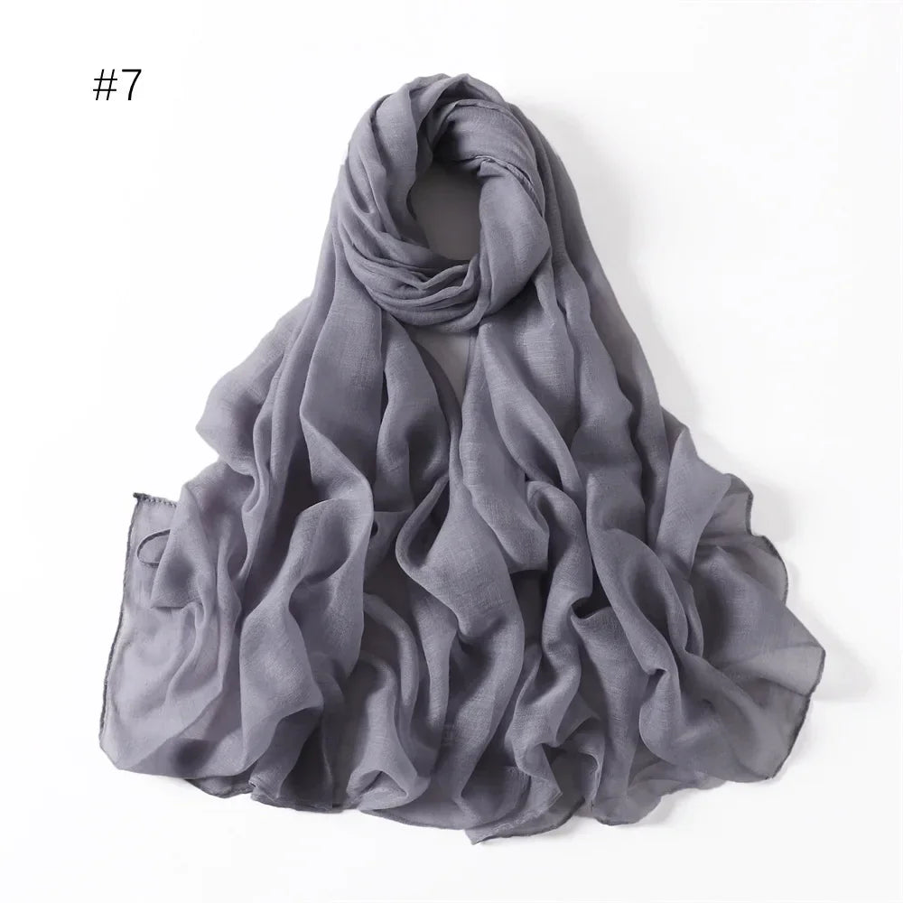 New Cotton Linen Scarf For Women Girls Students Autumn Classic Solid Color Scarves Retro Soft Foulard Viscose Female Wrap Shawls