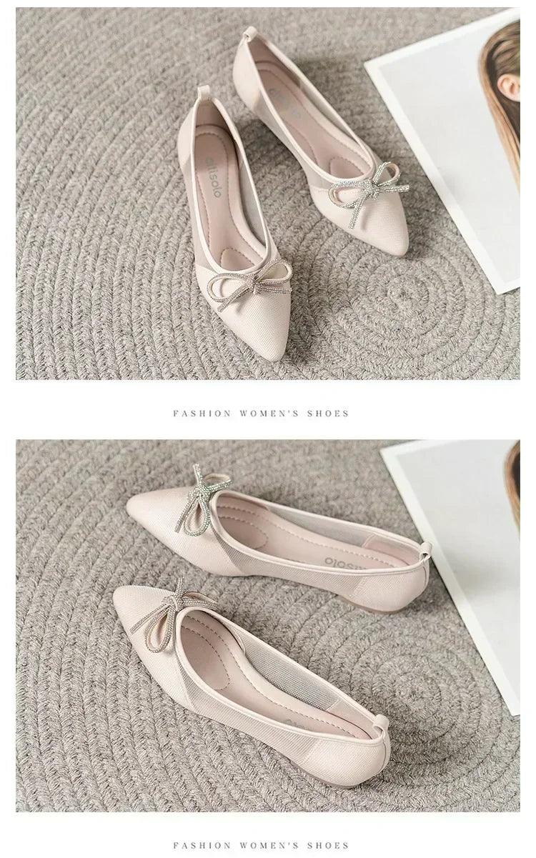 Women ballerinas bowtie slip on ballet flat shoes moccasins ladies