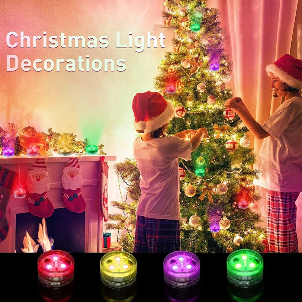 Mini Submersible LED Lights with Remote Control - Small Tea Light Underwater Light Battery Powered for Party Event Vase Fishtank