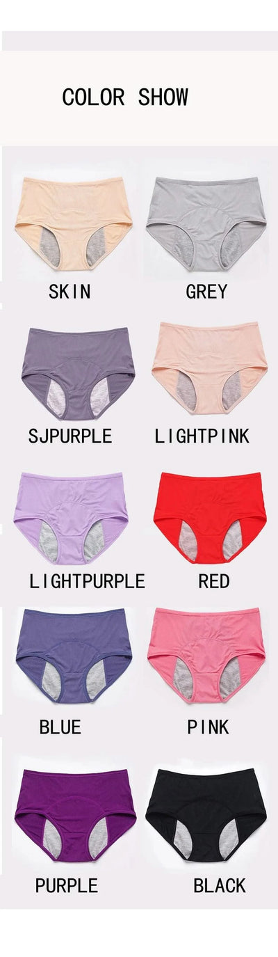 Leak Proof Menstrual Panties for Women, L-8XL Plus Size Cotton Underwear with Waterproof and Breathable Design for Periods