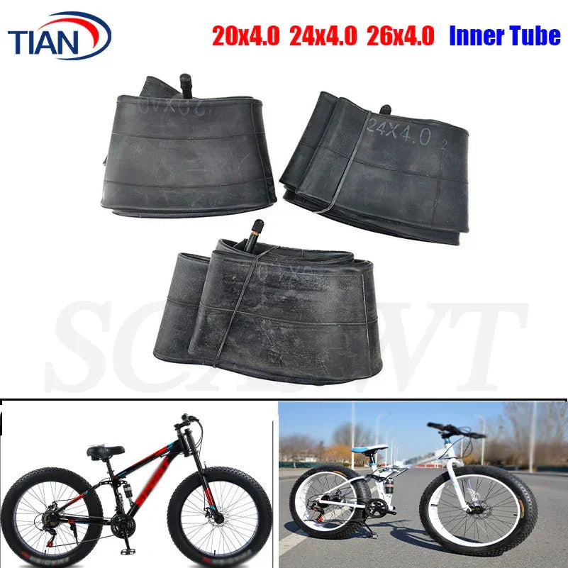 20/24/26 Inch Beach Bike Snow Bike Inner Tube 20x4.0/24x4.0/26x4.0 AV Schrader Electric Bike Fat Tire Cycling Tyre Rubber Tube
