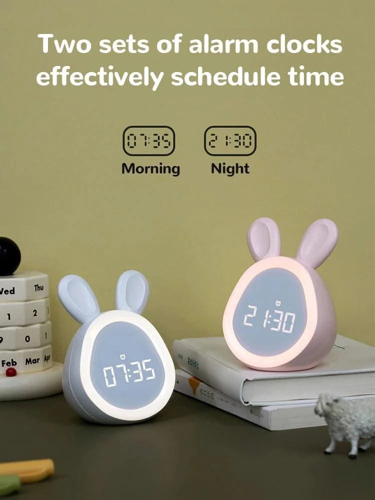 Kids Cute Rabbit Alarm Clock With Night Light Stepless Dimming Led Digital Alarm Clock For Boys Girls