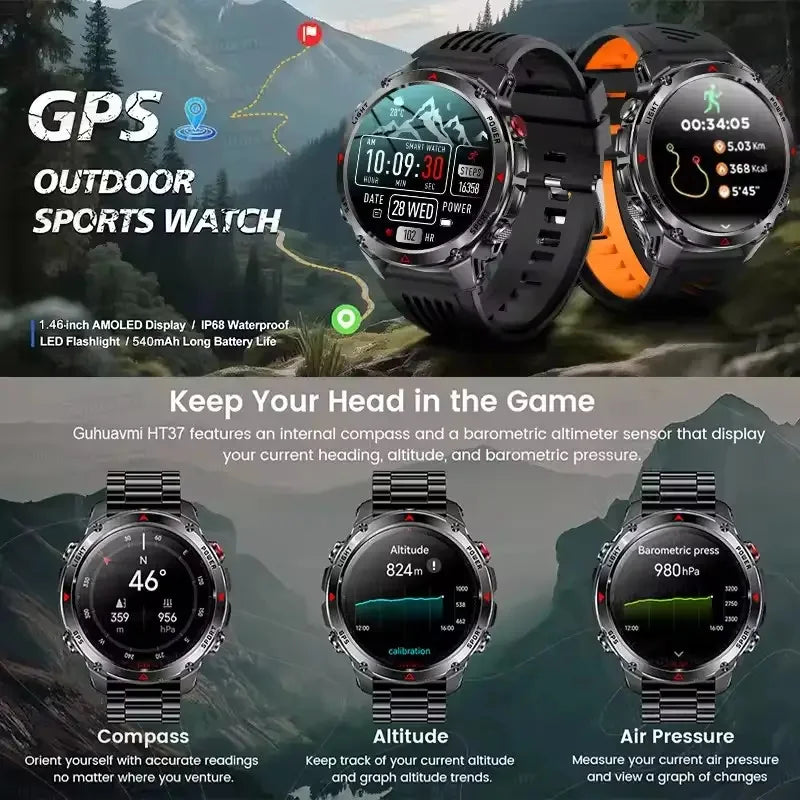 2025New Smart Watch For Men 1.46'' 360*360 HD AMOLED Color Display Voice Call Compass LED Sports Fitness Waterproof Watch Ladies