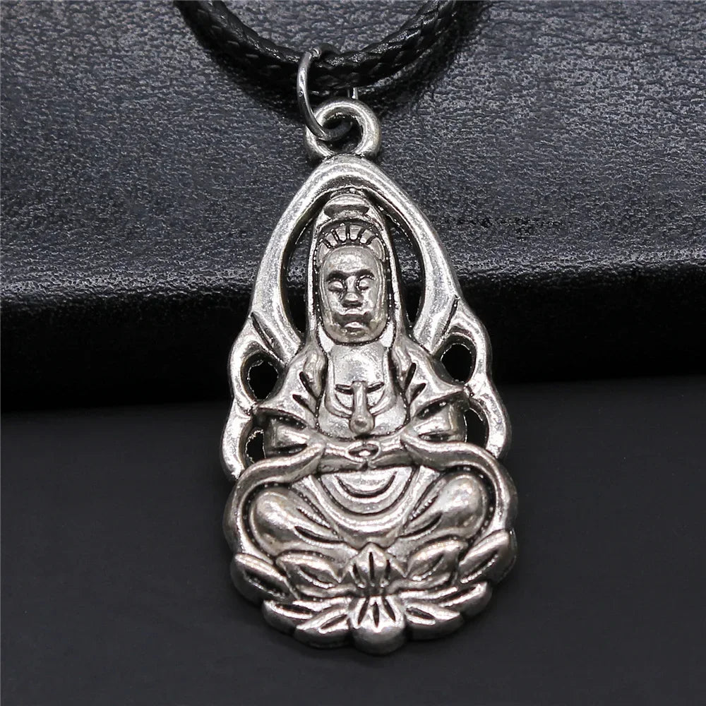 Religious Necklace Buddhist Buddha Statue God Buddha Necklace Charm Buddhist Meditation Hinduism Zazen Necklace