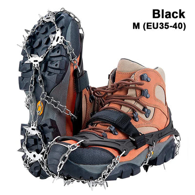Crampons Shoes 19 Spikes Ice Snow Gripper Shoes Camping Anti-Slip Climbing Protect for Jogging Walking Hiking on Snow Ice