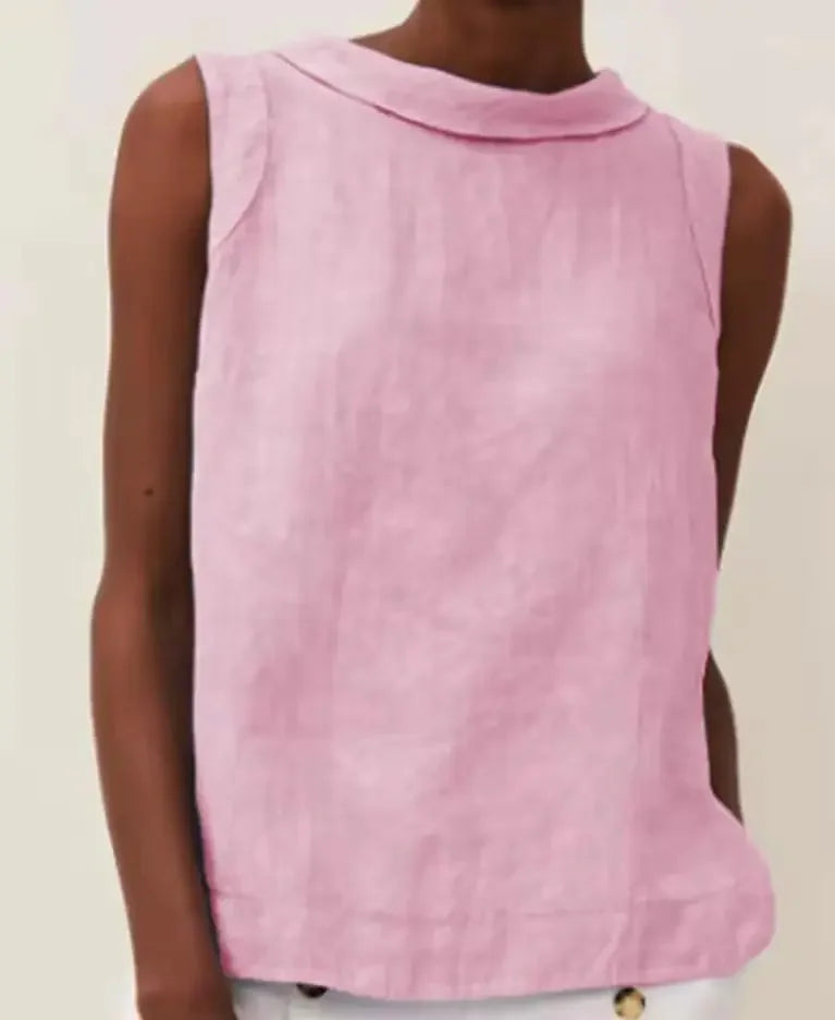 Solid Linen Women's Office Tops