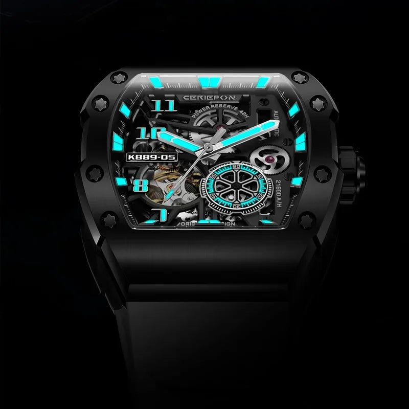 2025 Top Brand Original Automatic Watch for Men High-end Luxury Hollow Out Chronograph Waterproof Mens Mechanical Watches Reloj