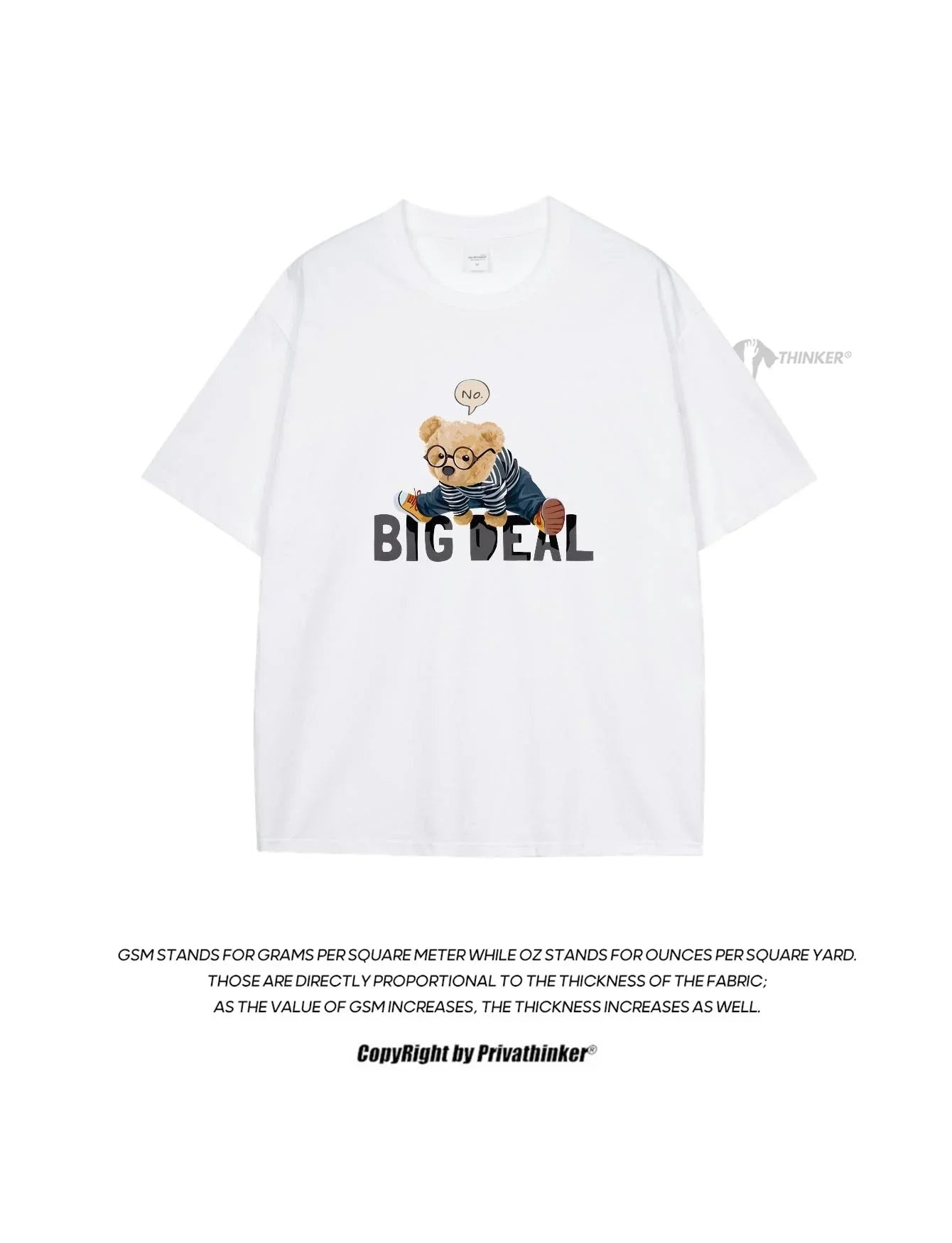 Designer Brand Men T-shirts Loose Summer Unisex Cute Bear Print Tees Fashion Kpop Male Tops High Quality Cotton Male Clothing
