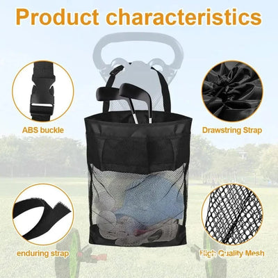 Golf Accessory Bag Mesh Lightweight Golf Storage Bags For Men Breathable Golf Bag Golf Push Cart Accessories Closure Push Cart