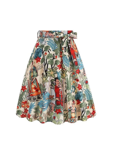 Summer Casual Women Midi Skirt Polka Dot High Waist Retro Vintage 50s Pleated Party Skirts