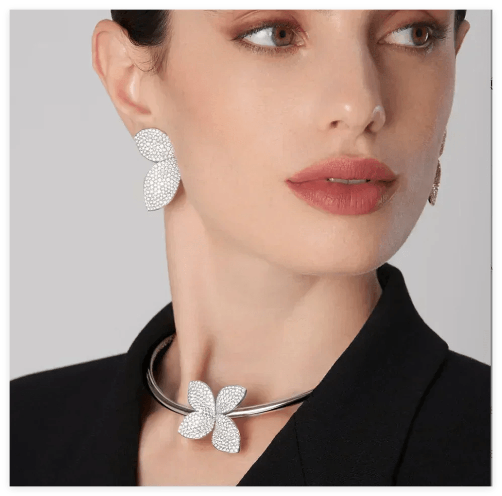 Luxury necklace earrings set for women fashion chunky flower choker goth jewelry ladies female accessories gift