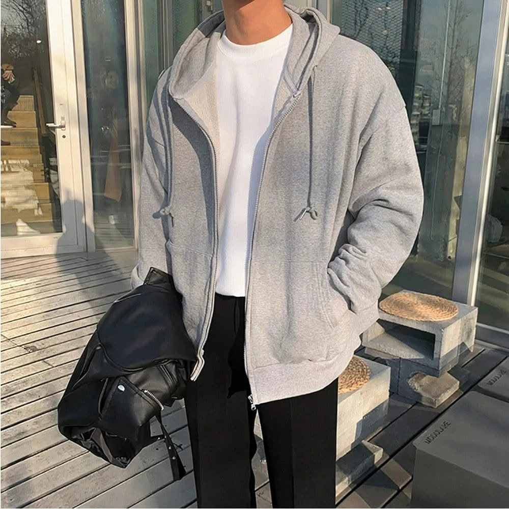 Fashion Zipper Hoodies Women/Men Fashion Long Sleeve Hooded Sweatshirt Casual Autumn Winter Sportwear Solid Clothes