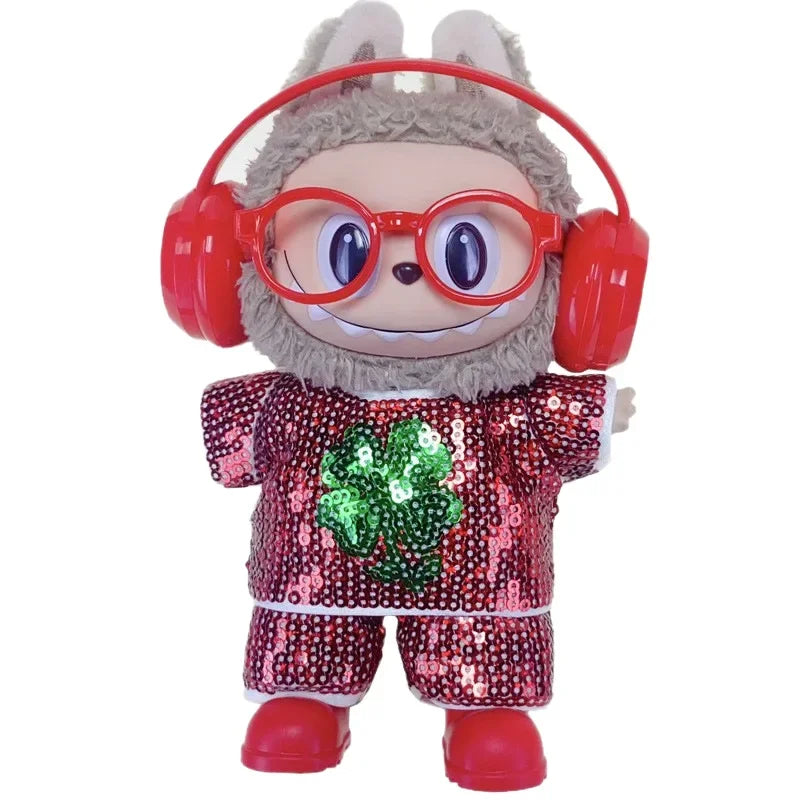 For LABUBU Clothes Handmade Sequins, two-piece tops and trousers labubu accessories Headphones Shoes Accessories (no dolls)