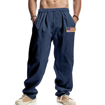 Men's Linen Wide-leg Pants for All Seasons Hip-hop Street Fashion Casual Pants Loose and Versatile Breathable Trousers for Men