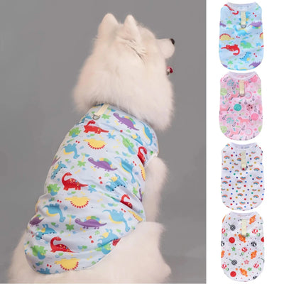 Summer Pet Dog Cooling Vest Cartoon Soft Clothing Summer Casual Shirts Small Medium Large Dogs Puppy French Bulldog Clothes