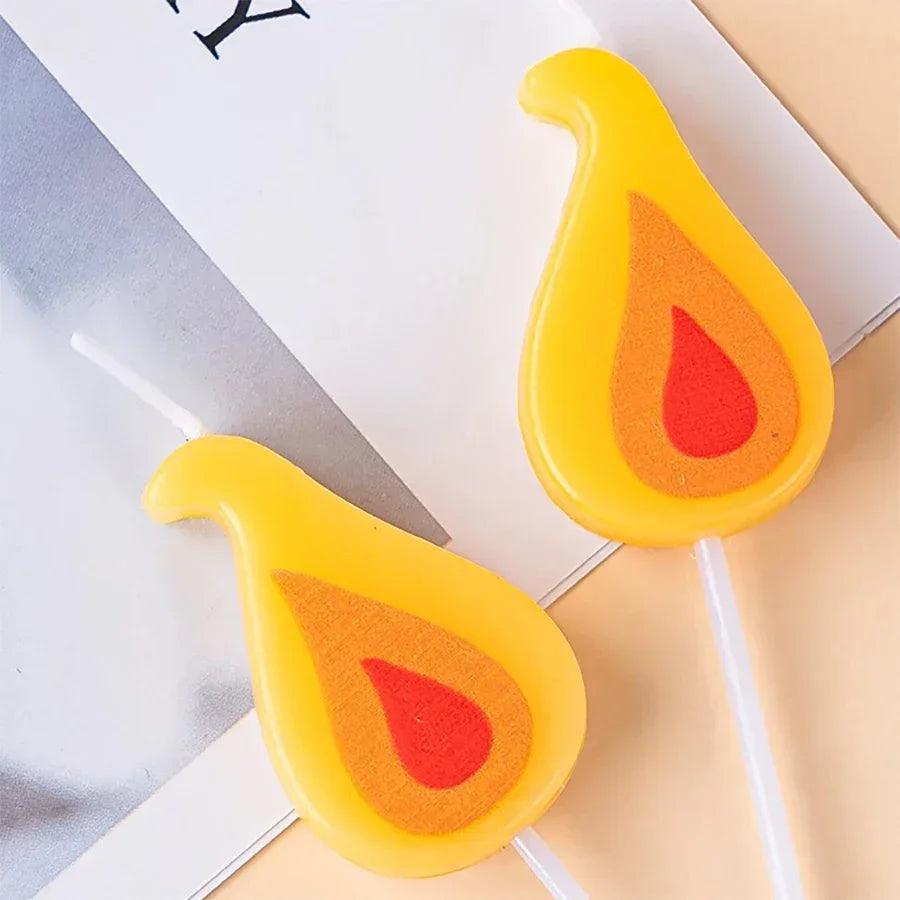 Yellow flame cake candle retro cartoon birthday internet celebrity christmas decoration