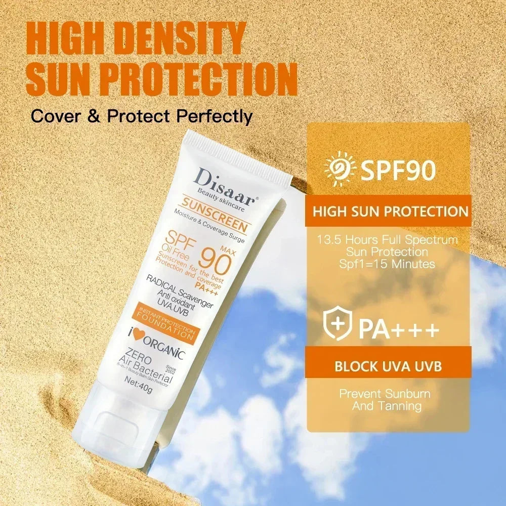 SPF90+ sunscreen, moisturizing, whitening, facial and body sunscreen, UV protection, skin care and anti-aging
