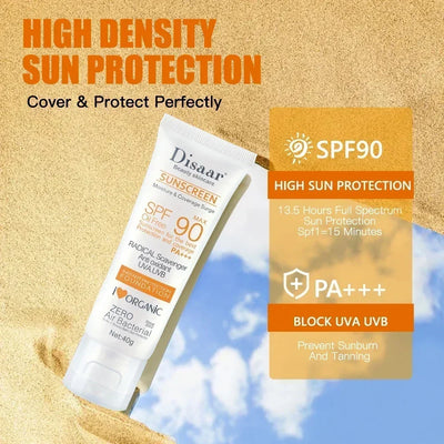 SPF90+ sunscreen, moisturizing, whitening, facial and body sunscreen, UV protection, skin care and anti-aging