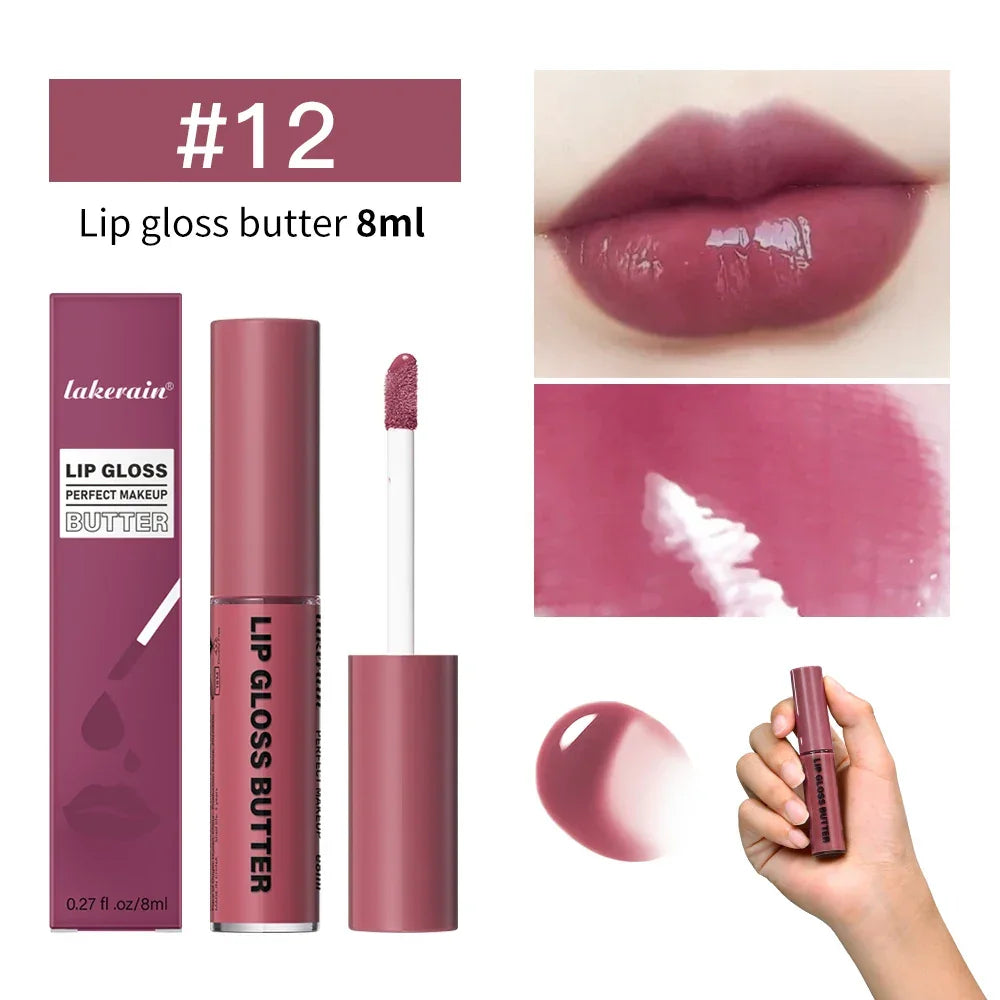 8ml Butter Non-stick Cup Gloss Lip Gloss Moisturizing Mirror Lip Gloss Lasting Color Lip glaze Dye Lip Liquid Makeup For Women