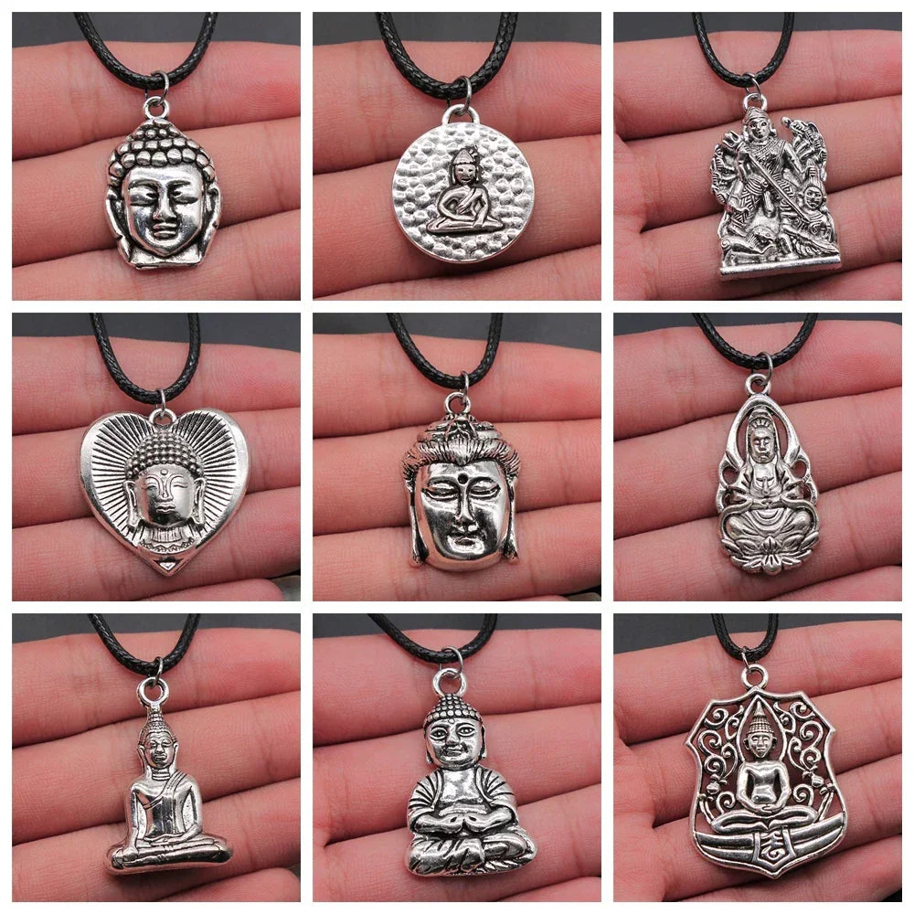 Religious Necklace Buddhist Buddha Statue God Buddha Necklace Charm Buddhist Meditation Hinduism Zazen Necklace