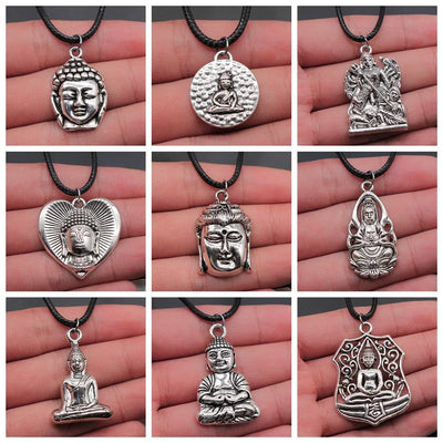 Religious Necklace Buddhist Buddha Statue God Buddha Necklace Charm Buddhist Meditation Hinduism Zazen Necklace