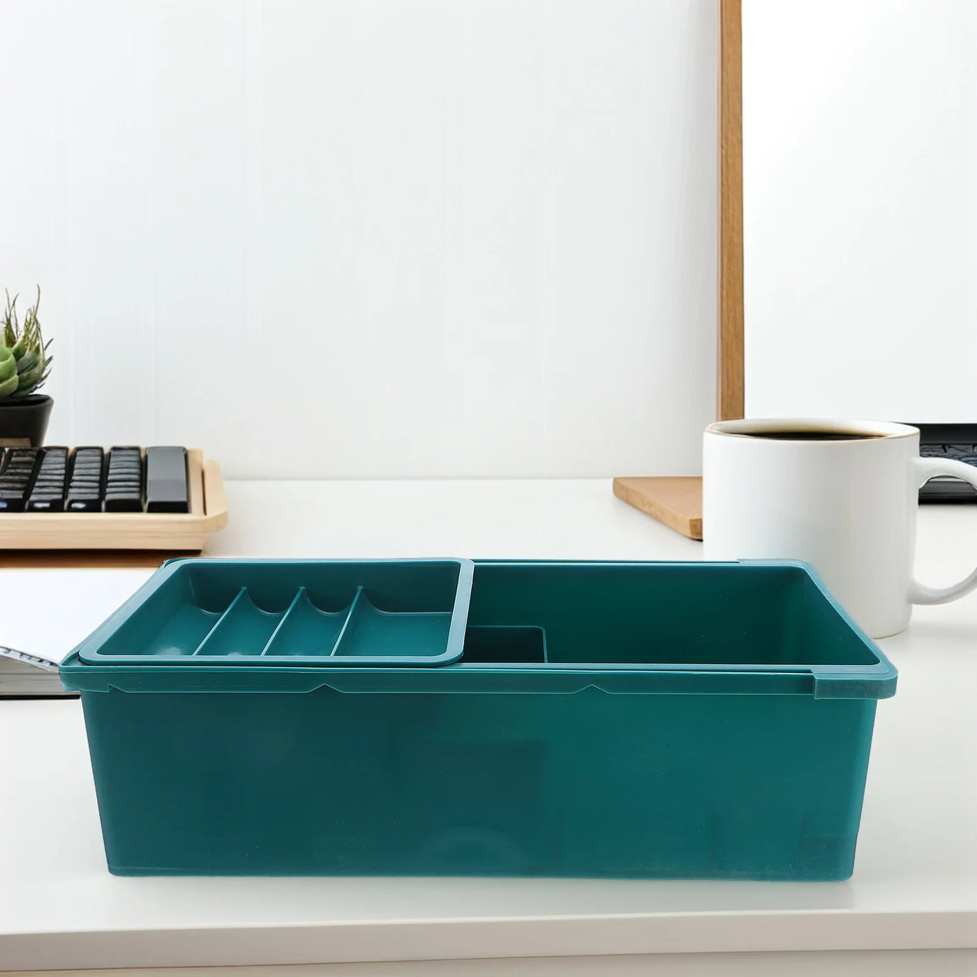 Desk Drawer Organizer Box with Compartments Under Desktop Storage for Small Studios Home Offices Efficient Workspace