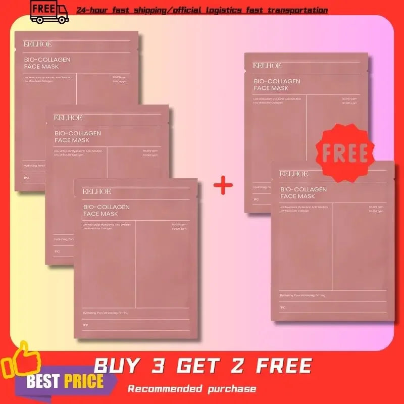 1/5/10PCs Bio Collagen Face Mask Shrink Pores Deep Hydrating Overnight Mask Moisturizing Refreshing Brightening Face Skin Care