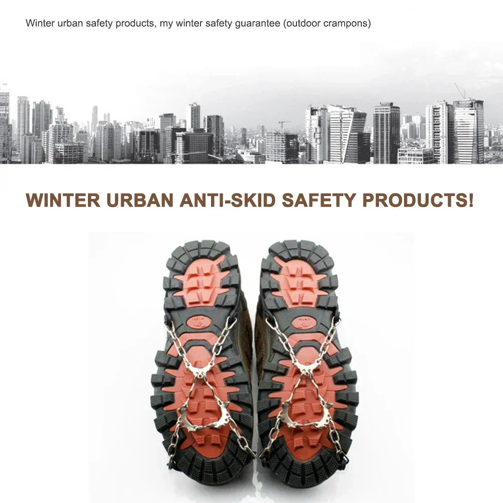 1Pair Anti Slip Ice Gripper Climbing Crampons 6 Teeth Steel Ice Grips Snow Walking Shoes Spikes Cleats Chain Claws Boots Cover