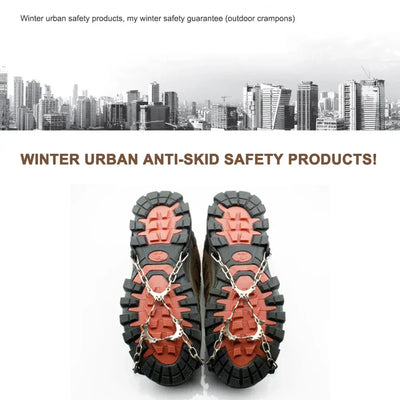 1Pair Anti Slip Ice Gripper Climbing Crampons 6 Teeth Steel Ice Grips Snow Walking Shoes Spikes Cleats Chain Claws Boots Cover