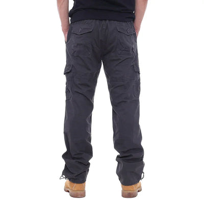 2025 Cargo Pants Men 100% Cotton Multiple Pockets Elastic Waist Casual Trousers Outdoor Hiking Climbing Mountains Men's Pants
