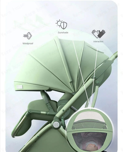 Portable Foldable Baby Stroller, High View Two-way Baby Stroller, Lightweight Travel Baby Stroller,  Adjustable Backrest