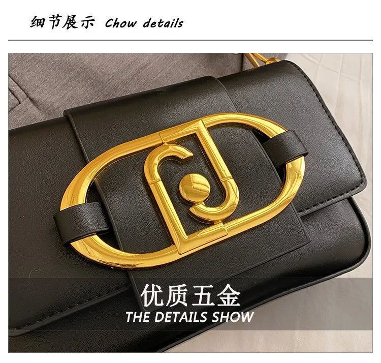 Designer Handbags For Women Leather Metal Buckle Flap Square Shoulder Bags Fashion 2024 Ladies Messenger Bags Females Casual