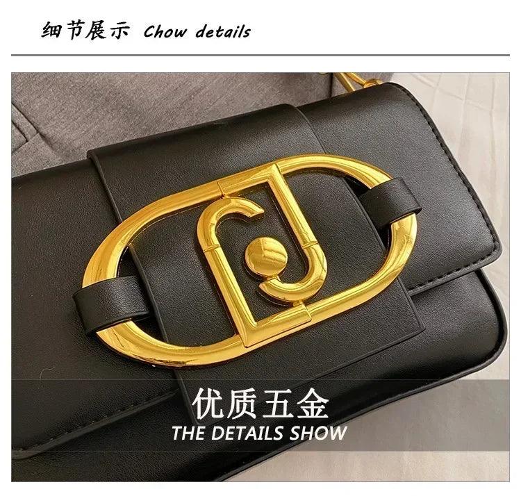 Designer handbags for women leather metal buckle flap square shoulder bags fashion 2024 ladies messenger females casual