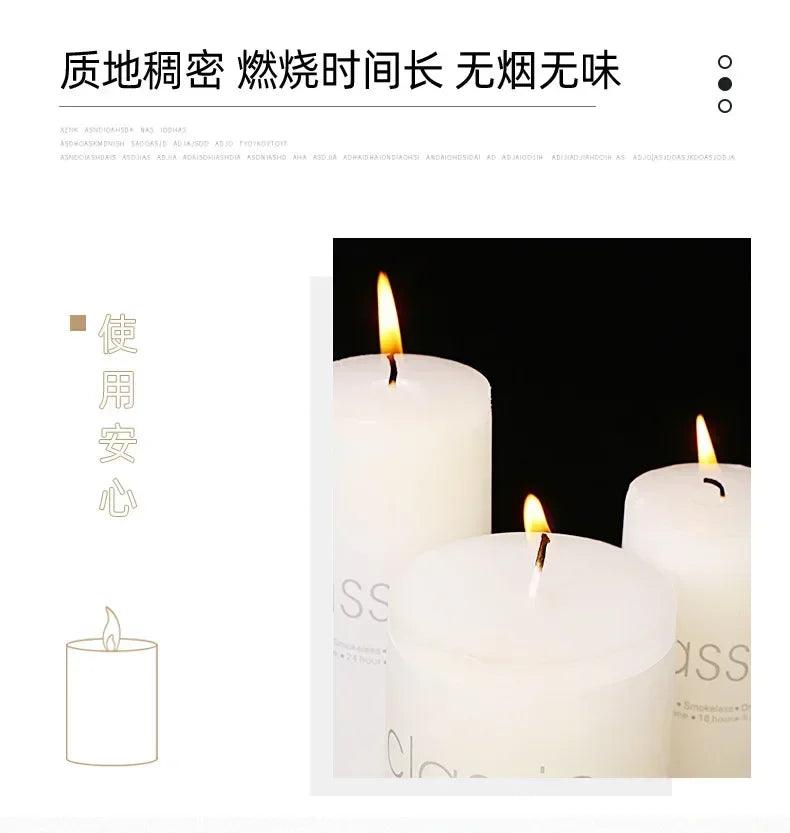 Classic european ivory white large cylinder candle smokeless tasteless romantic wedding hotel decoration holiday