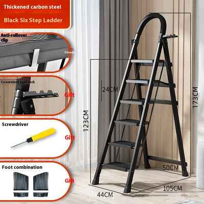 Adjustable Zigzag Folding Ladder 3 4 5 6 Step Thickened Carbon Steel Engineering Ladder Stable Climbing Tool for Home And Garden
