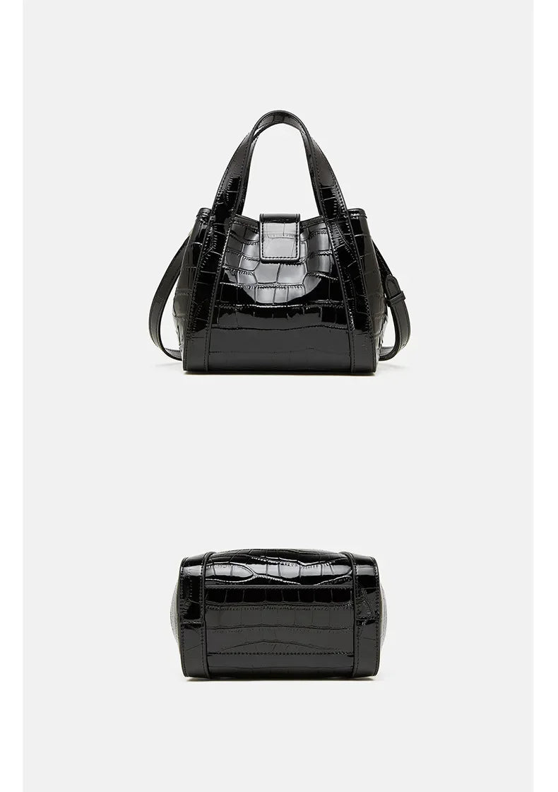 New 2025 Women Split Leather Tote Bag Designer Bucket Bags Handbag Female Shoulder Composite Bag Crossbody Shopping Bag