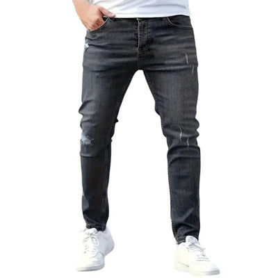 Men's Jeans Stretch Slim Fit Trousers Streetwear Classical Casual Pants Skinny Zipper Denim Designer Clothes Black Blue