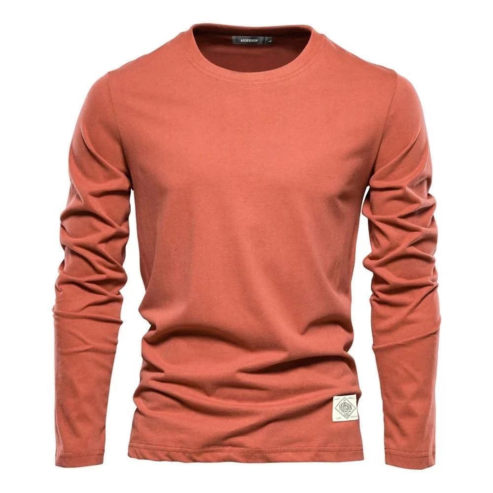 100% Cotton Long Sleeve T Shirt For Men Solid Spring Casual Mens T-shirts High Quality Male Tops Classic Clothes Men's T-shirts