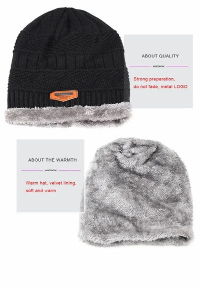 Beanies Men Winter Hat Women Knitted Hats For Men Cap Winter Beanie Caps Gorro Thick Warm Brimless Fur Bonnet Mens